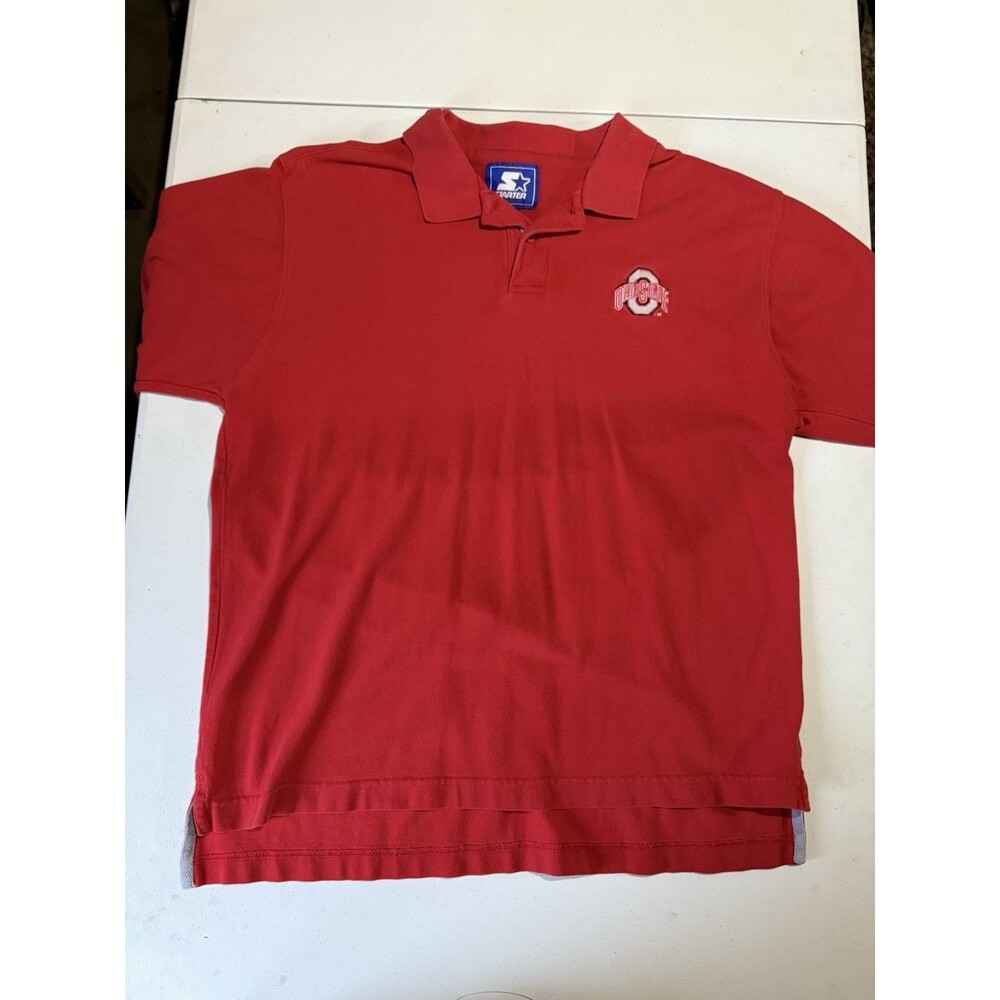 Starter Ohio State Buckeyes Polo Shirt Mens Size Large NCAA College Faded